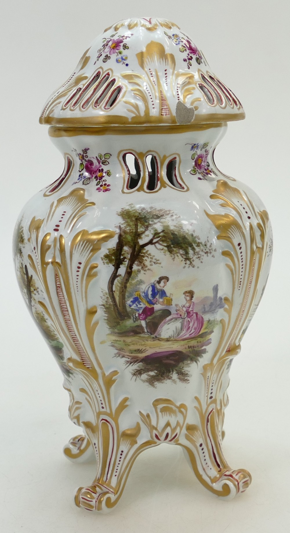 19th century pot pourri jar & cover hand