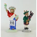 Royal Doulton bunnykins Statue of Liberty DB198 and Piper DB191.