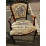 Louis style upholstered needle point arm chair