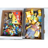 A collection of Simpson plastic figures (approx 60), puzzle game, bottle opener, soap,