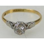 18ct solitaire diamond ring, approx .25ct, 2.