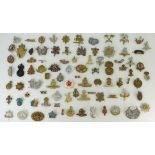 84 x Military Cap Badges including large Scottish and unusual badges.