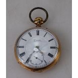 18ct gold gents Zenith pocket watch, dial cracked, replacement non gold bow (ring). 78.