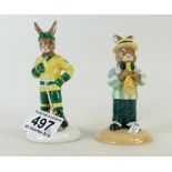 Royal Doulton bunnykins UK international ceramics Ice Hockey DB282 and Trumpet DB210 .