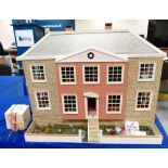 Large Modern Dolls House and contents length 93cm x height 74cm and width 57cm