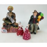 Royal Doulton character figure The Balloon Man HN1954, damaged similar item Mendicant HN1365,