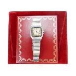 Cartier 1565 Santos Galbee ladies stainless steel quartz watch & bracelet, 1990's.