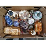 A mixed collection of items to include Chinese Ginger jar and bowl, Rusiian dolls,