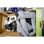 A collection of 35mm SLR camera equipment to include Pentax P30 camera, filters, stands, bags, etc.