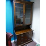 Mahogany dresser bookcase, marked 'Thomas Edwards & Sons',