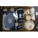 A collection of pottery including Fryers Rosalie teaset, Wedgwood jasperware oval plaque,