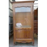 French oak single door display cabinet