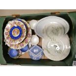 A collection of ceramics to include Wedgwood jasper ware pin dishes, Royal Albert cup and saucer,