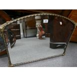 Brass framed bevel edged wall hanging mirror