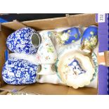 A mixed collection of ceramic items to include - decorative Woods and Son blue and white vases,