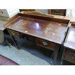 Regency mahogany 2 drawer inlaid knee hole desk with tampered legs