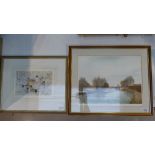 Framed Local Interest Gilbert browne limited edition print titled Grand Union Canal No 11 and