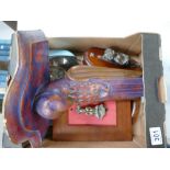 A mixed collection of items to include Cornist Pixie brass mounted door knocker,