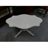 Reproduction white painted shaped coffee table