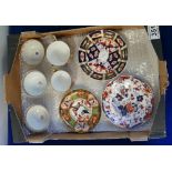 A collection of ceramic items to include - Royal Crown Derby early Imari pattern plates and cups,