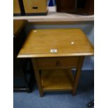 Reproduction light oak single drawer side table
