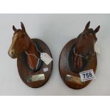 Beswick Horse wall busts Troy and The Minstrel on wood plaques (2)
