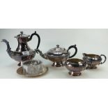 A collection of silver plated tea and coffee set, etc.
