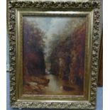 Oil on canvas - signed painting by Thomas Morris Ash entitled 'Fairy Glen - North Wales' Betws - y