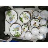 A Kutani china Japanese 21 piece tea set - the translucent porcelain cups having lithophane panels