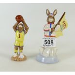 Royal Doulton bunnykins UK I C England Athlete DB216 and Basketball DB262 (signed and dated in gold