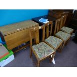 Early 20th Century oak drop leaf dining table with 4 matching chairs (5)
