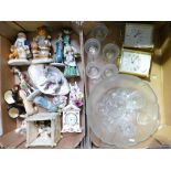 A collection of various pottery and glassware including Royal Albert Old Country Rose clock,