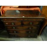 Georgian oak inlaid and x banded chest of 2 over 3 drawers,