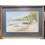 Hilda Smith local artist watercolour of shore line scene 48cm 63cm