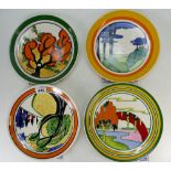 Set of Four Wedgwood Large Ltd Edition Plates - Landscapes of Clarice Cliff (with certificates)