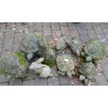 Collection of stone and resin garden animal ornaments (9)