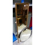 Circular wall hanging mirror and a gilt framed bevel edged rectangular mirror (2)