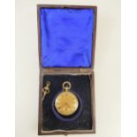 Continental 18k gold, key wind pocket watch, complete with original box and key, late 19th century.