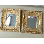 Pair ornate gilt framed wall mirrors (2)