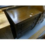 20th Century oak chest of 3 drawers