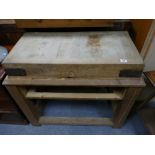 vintage pine butchers block on pine stand with draw,