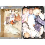 Large Dolls & Doll parts, including 2 x porcelain heads by Armand Marseilles AM341.