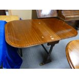 Regency inlaid x banded drop leaf dining table