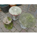3 stone garden mushroom ornaments