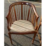 Inlaid Art Nouveau club chair