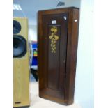 20th Century mahogany slim corner cupboard,