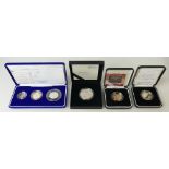 Six silver Piedfort cased coins - 2003 three coin collection, together with £2 Rugby World Cup 1999,