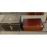 Vintage metal box marked 'Chubb & Sons - London' and a mahogany box (2)