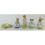 Beswick Beatrix Potter figure Mrs Rabbit & Bunnies, Tom Kitten, Timmy Willie Sleeping,
