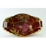 Carltonware Rouge Royale footed art deco bowl decorated with butterfly's, spiders and webs,